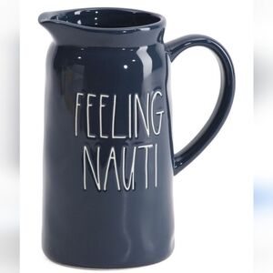 Rae Dunn Ceramic "Feeling Nauti" Navy Pitcher New in Box